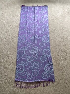 pashmina Purple and Light Blue Circular Pattern Pashmina Scarf 70” x 28”